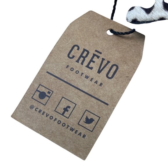 Crevo Women’s Black Spotted Leather Cow Hair Katnis Heeled Sandals Sz 7.5 - New - Picture 6 of 11